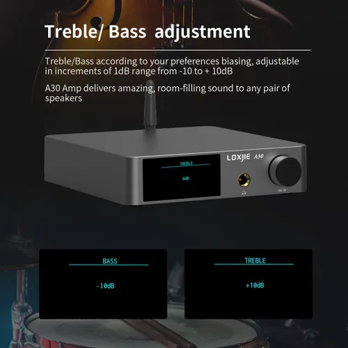 Vista 2 de LOXJIE Amplificador de potencia de audio estéreo de alta fidelidad A30 y amplificador de auriculares, amplificador de chip MA12070 clase D