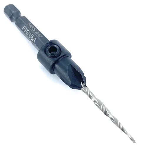 Vista 37 de FTG USA Juego de 3 brocas avellanadoras ajustables para madera #4 (7/64 pulgadas) con broca cónica para carpintería