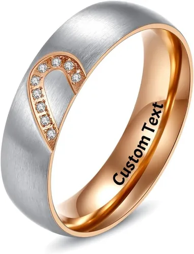 Vista 2 de Anillos de corazón para él y ella a juego para parejas, parejas, parejas, parejas, juego de anillos de amor para mujeres, hombres, mujeres, hombres