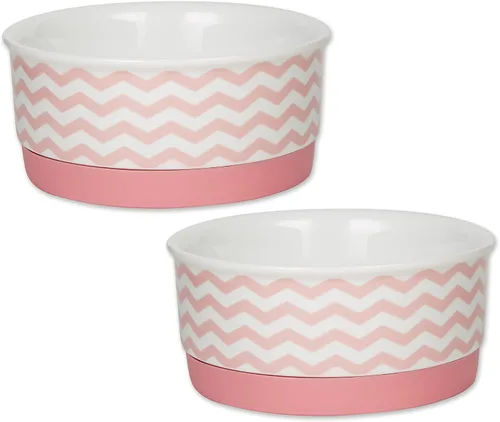 Vista 10 de Bone Dry Ceramic Pet Collection Chevron, juego pequeño, 4.25x2, gris, 2 piezas