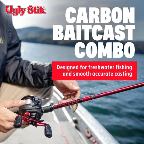 Vista 2 de Combo de carrete de cebo de bajo perfil y caña de pescar Ugly Stik Carbon