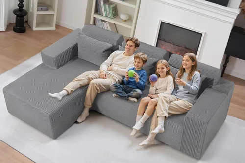 Vista 5 de Sofás seccionales para sala de estar, sofá modular en forma de L de 105 pulgadas sin montaje, sofá modular con asiento profundo, juegos de muebles