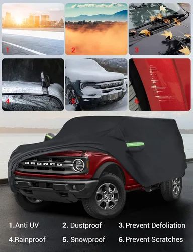 Vista 9 de Proadsy - Funda de automóvil de ajuste personalizado para Ford Bronco 2021 Bloqueo UV impermeable con forro suave que evita fugas y arañazos.