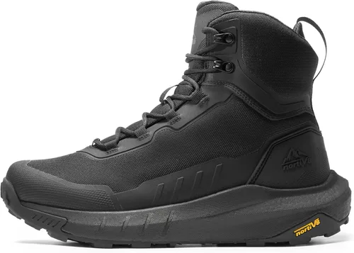 Vista 9 de NORTIV 8 Suela acolchada táctica ligera para hombre, para el trabajo, todo el día, cremallera lateral, motocicleta, combate, militar, bota