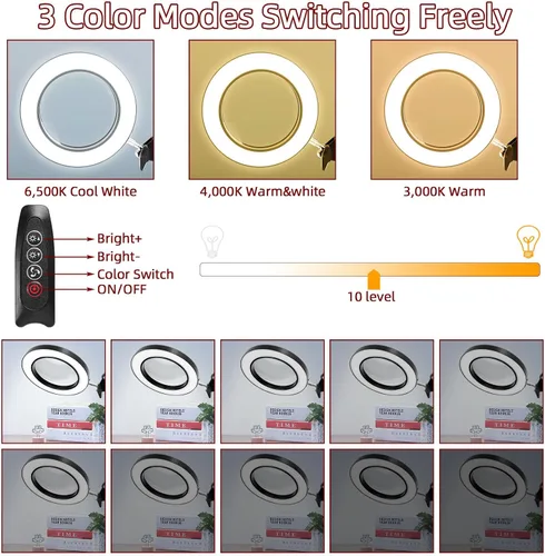 Vista 3 de Lámpara de escritorio con lupa de iluminación: 10x lupa de luz con 3 modos de color y 10 niveles de atenuación