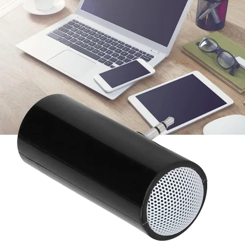 Vista 4 de Altavoz portátil, 0.138 in Jack estéreo alimentado por batería, altavoz inalámbrico enchufable, mini altavoz portátil para teléfonos móviles