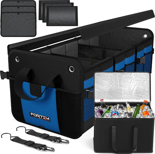 Vista 12 de FORTEM Organizador de maletero con enfriador para SUV, organizador y almacenamiento de automóvil, multicompartimento plegable, regalo de Navidad