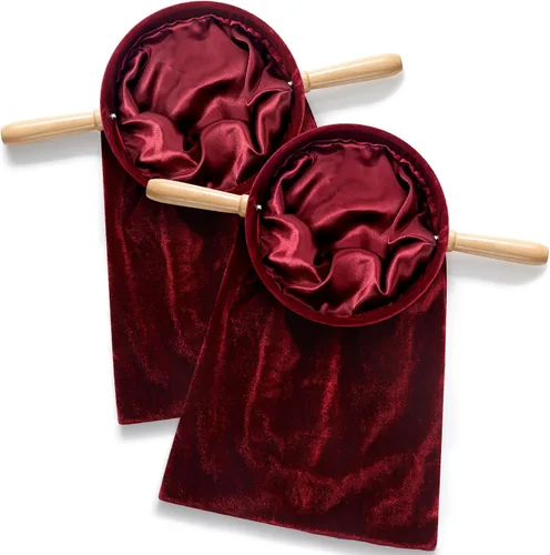 Vista 7 de Tioncy Juego de 2 bolsas para ofrendas de diezmos de iglesia con asas de madera, bolsa de colección de iglesia con asas para suministros de comunión