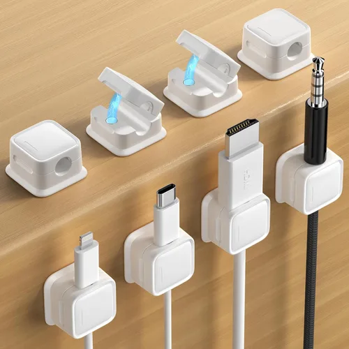 Vista 21 de Paquete de 8 Organizadores de Cables con Soporte, Costop Fuerte Adhesivo Magnético para Gestión de Cables de Escritorio, Fácil de Abrir, Organiza