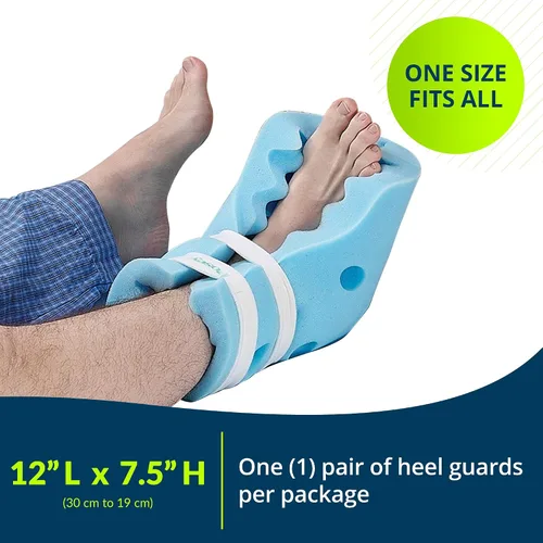Vista 2 de Posey TIDI 6127 Protectores de talón – Talla única – Espuma, azul claro – Cantidad: 1 par por paquete – Protectores de espuma para lesiones por