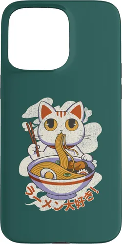 Vista 27 de Funda linda para iPhone 11 Chinese Lucky Cat Eating Ramen noodle lover anime Japón
