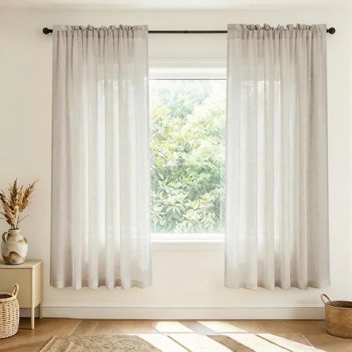 Vista 48 de Mrs.Naturall - Cortinas transparentes con bolsillo para barra de 36x63 pulgadas de lino mezclado negro