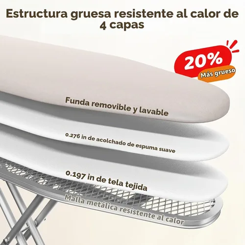 Vista 5 de Yaheetech - Tabla de planchar con soporte para plancha, soporte para cables y perchero, 43 x 14 pulgadas