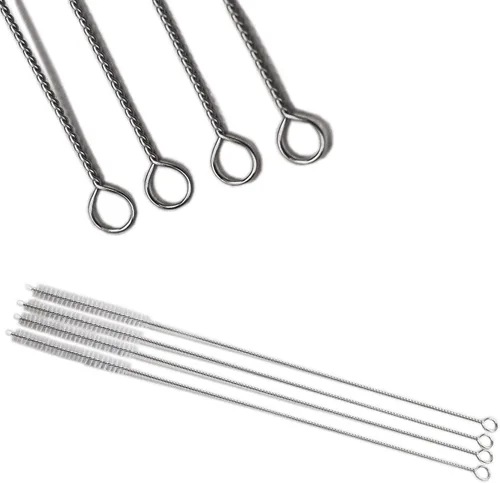 Vista 6 de HUJI Cepillo de limpieza de pajitas de acero inoxidable, perfecto para popotes reutilizables (2 cepillos)