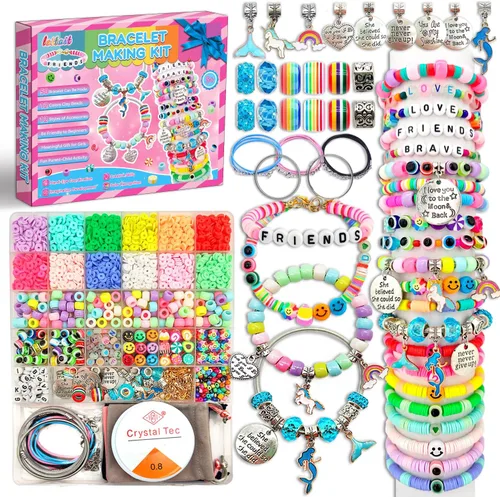 Vista 7 de leitait Kit de Fabricación de Pulseras de Juguetes para Niñas - Kit de Fabricación de Joyas con Dijes de 3000 Piezas, Rellenos para Canasta