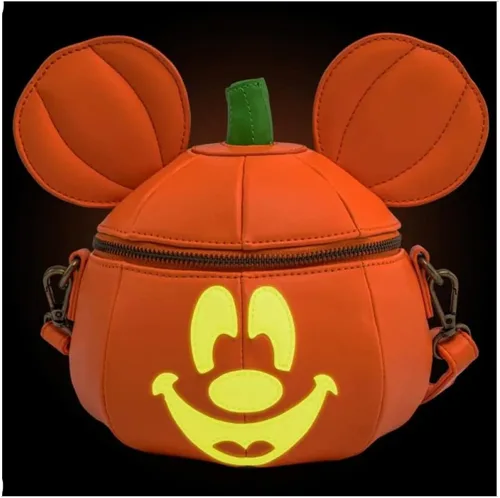 Vista 2 de Loungefly Disney Mickey Mouse Mick-O-Lantern - Bolso cruzado de Halloween, Naranja