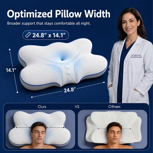 Vista 2 de jiaao Almohada cervical ergonómica para dormir, almohada refrescante para adultos, almohadas cervicales de espuma viscoelástica 100% para aliviar