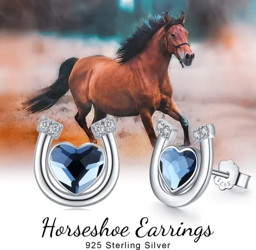 Vista 7 de Aretes de herradura de plata de ley 925, hipoalergénicos, joyería de herradura, regalos para mujeres con orejas sensibles, Plata de ley, cristal