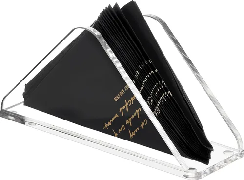 Vista 10 de DINGHUO Servilletero de acrílico para cóctel, para la mesa, (12.7 cm x 12.7 cm) Dispensador de servilletas de bebidas transparente con base de 8 mm