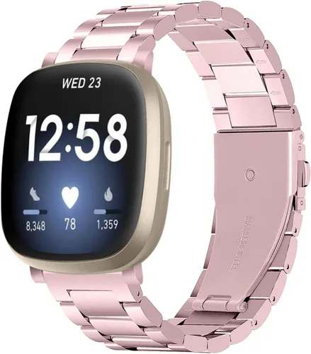 Vista 9 de Correa de acero inoxidable compatible con Fitbit Versa 4 / Fitbit Sense 2 / Fitbit Versa 3 / Fitbit Sense, correas de reloj de metal ajustables