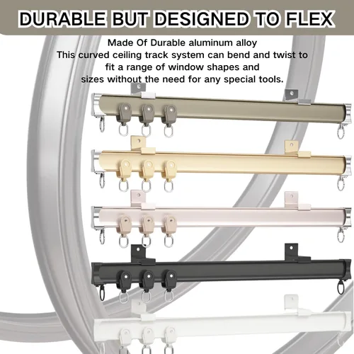 Vista 5 de Curved Shower Curtain Rod Ceiling Curtain Track Rieles Para Cortinas Corredizas De Techo Mount For Room Divider, L Shape U Shape Bay Windows, RV