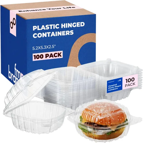 Vista 8 de Fit Meal Prep Paquete de 25 recipientes de plástico transparente con bisagras de 5.3 x 5.2 x 2.5 pulgadas, recipientes de plástico desechables