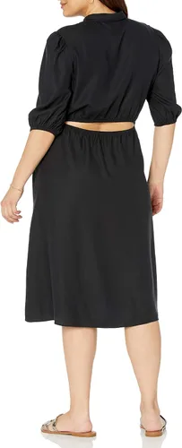 Vista 5 de The Drop Ellen Vestido camisero midi con mangas abombadas y espalda abierta para mujer