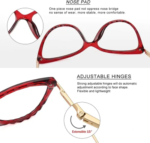 Vista 4 de WOWSUN Montura de lentes de ojo de gato de cristal sexy para mujer, sin receta, marco de anteojos falsos con lente transparente