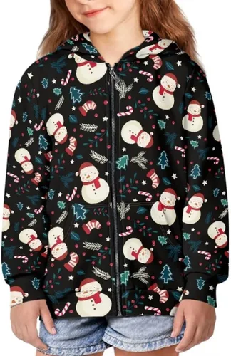 Vista 5 de Dellukee Sudaderas con capucha para niños y niñas, casual, suave, con cremallera frontal, con bolsillo