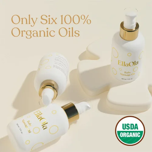 Vista 3 de ELLAOLA Aceite de masaje orgánico hidratante para bebés, fórmula no grasa hecha con aceite natural de jojoba, girasol y argán para hidratar la piel