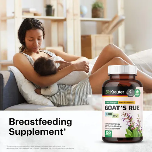 Vista 2 de BIO KRAUTER® Goats Rue for Breastfeeding - Suplemento de lactancia vegano puro - Goat's Rue 100 cápsulas 1200 mg por porción - Suplementos naturales