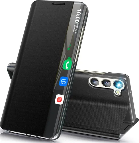 Vista 66 de Funda de teléfono para Samsung Galaxy A16 5G, Clear View Window Funda delgada de lujo para teléfono Galaxy A16 con soporte, funda protectora