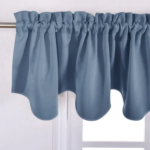 Vista 3 de NICETOWN - Cortinas con valances azul piedra para ventana de sala de estar, dormitorio, baño, 2 paneles estilo granja rústico para comedor, cortinas