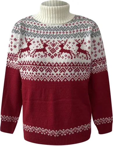 Vista 6 de Womens Christmas Sweater Trendy Reindeer Knitted Tops Basic Lightweight Turtleneck Pullover Printed Ladies Fall Clothes