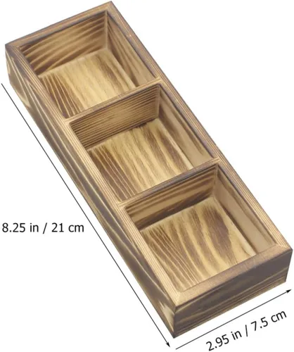 Vista 2 de Wooden Tea Bag Organizer Box with 3 Compartments for Countertop Storage