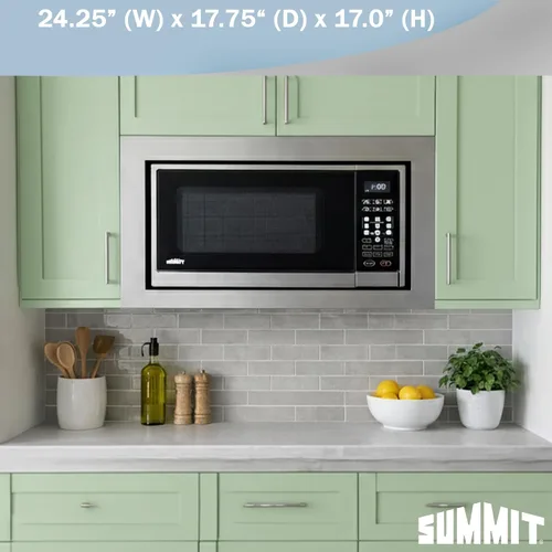 Vista 6 de Summit SMBI24 - Microondas incorporado de 24 pulgadas con kit de molduras, acero inoxidable 1000W built-in microwave with stainless steel trim kit