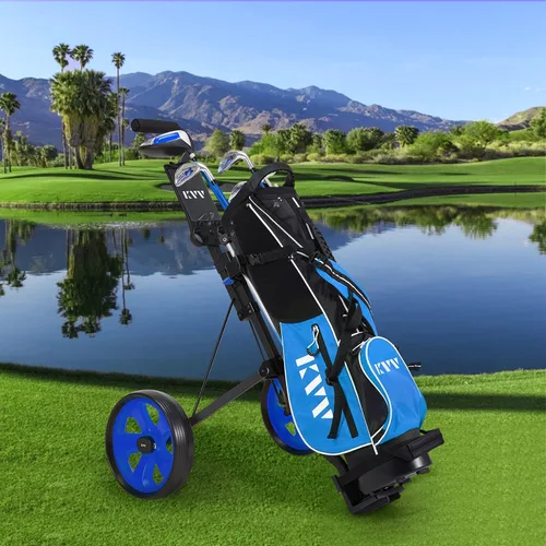 Vista 5 de KVV Carrito de golf junior de 2 ruedas para 3-10 años de edad, soporte superior ajustable