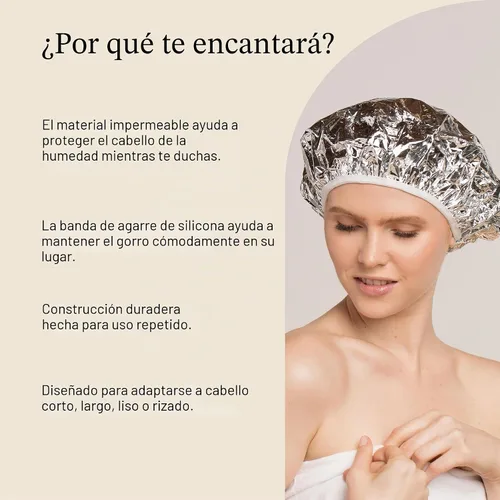 Vista 5 de Kitsch Gorro Térmico de Papel de Aluminio para Acondicionamiento Profundo - Gorro Reutilizable para Cabello para Coloración, Permanente