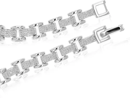 Vista 4 de Vir Jewels Pulsera clásica de diamantes de 18 cttw en latón con baño de rodio 7 pulgadas, Metal, Tela vaquera