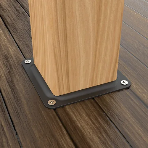 Vista 2 de ForoGore Conector de placa de poste de madera de 4 x 4 pulgadas, base de poste de cubierta con recubrimiento de polvo, base de anclaje para poste