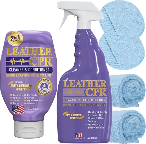 Vista 10 de Leather CPR Limpiador y acondicionador de 18 onzas + limpiador de cuero resistente de 22 onzas kit para sofás, muebles, asientos de automóvil