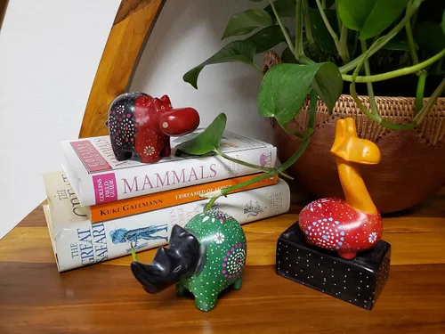 Vista 4 de Safari africano de la selva de animales gorditos de 4 pulgadas, tacto humano auténtico, suave, elegante, fresco y relajante, juego de 3 figuras