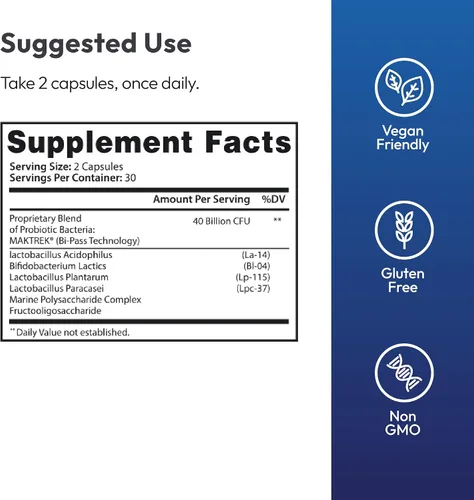 Vista 2 de Justified Laboratories Fungus Clear Max - 60 cápsulas, paquete de 3 - Fórmula probiótica con 40 mil millones de UFC - 90 porciones