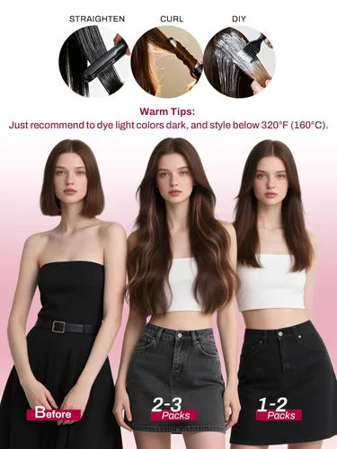 Vista 5 de Moresoo Extensiones de cabello humano con clip, balayage, color marrón oscuro a marrón dorado con clip, extensiones de cabello humano con clip, 5
