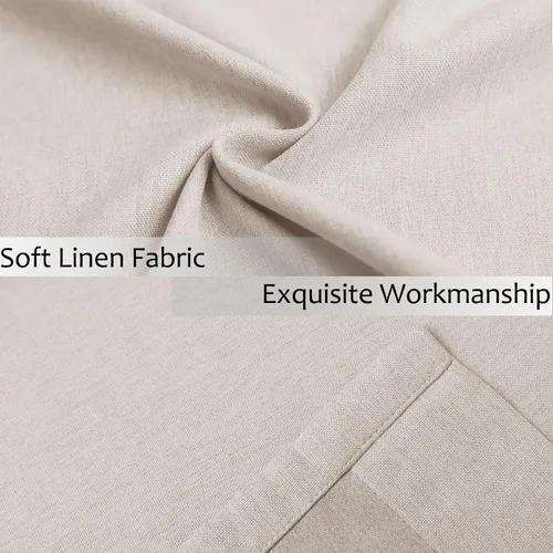Vista 7 de Frelement Cortinas opacas de lino natural, paneles de cortinas con bolsillo para barra y pestaña trasera, para sala de estar, cortinas