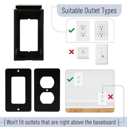 Vista 4 de Bates - Caja de seguridad para bebés, color negro, fundas para enchufes a prueba de bebés, cubiertas de enchufe para enchufes eléctricos