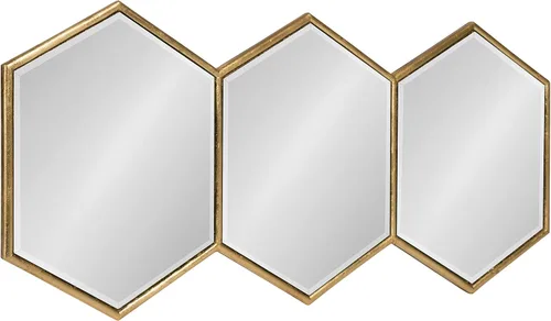 Vista 2 de Kate and Laurel Royce Modern Glam - Espejo de pared con trío hexagonal, 30 x 14, dorado