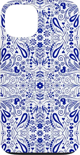 Vista 7 de Folk Art Pattern Blue Chinoiserie Birds Flowers Scandinavian Case for iPhone 17
