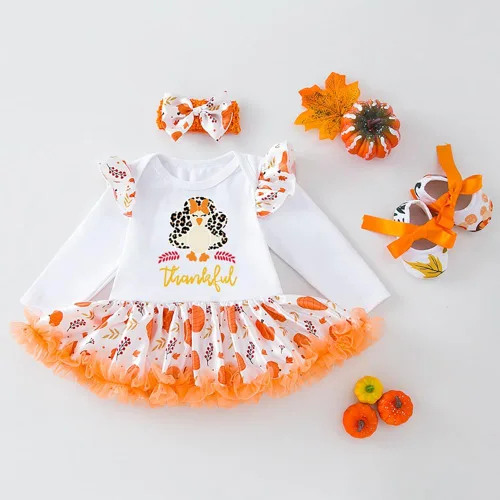 Vista 2 de ODIZLI Traje de 2 piezas para niñas de 1er Halloween, con tutú y diadema, 2 piezas3 piezas