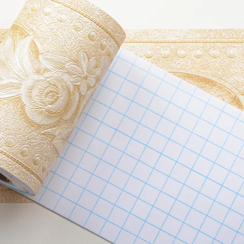 Vista 8 de AbaBoorty Papel Tapiz con Borde Floral Beige para Decoración 196"X4.1" Despegar y Pegar Borde de Pared Impermeable Adhesivo de Azulejos Papel Tapiz